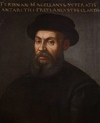 Half-length portrait of a bearded Ferdinand Magellan (circa 1480-1521) facing front.
